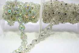 5 yards/lot 1.5 cm diamante strass cristallo AB trim tono argento fascia da sposa in cristallo fascia cintura accessori per l'abbigliamento