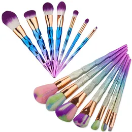 Professionell 7 sts Makeup Brush Set Färgglada Mermaid Brush Kosmetiska Foundation BB Cream Powder Blush DHL Gratis frakt