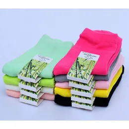 Wholesale- 10pairs=1 lot High quality bamboo casual fashion women socks solid colors hot sale female socks Free Shipping MF5614546