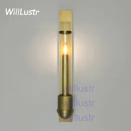 Willlustr copper or stainless steel wall sconce mouth blown clear glass shade lamp modern lighting porch staircase hotel cafe vanity light