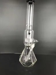 Nytt mönster Hög 40 cm, bas: 11 cm, 18 mm Joint Glass Bong Glas Vattenrör, Svart