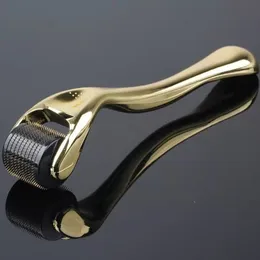 Gold Color Derma Roller Titanium Micro Ago DRS 540 Dermaroller Kit per la rimozione delle rughe e il trattamento per la perdita di capelli