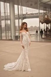 Vestido De Novia De La Sirena De Encaje: Escote Corazón Del