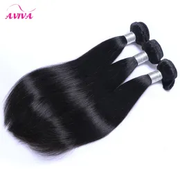 Brazilian Peruvian Malaysian Indian Straight Virgin Hair Weaves Bundles Unprocessed Remy Human Hair Extensions 3/4 Pcs Natural Black Dyeable