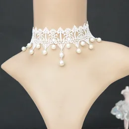 Xerling White Lace Choker With Black Bow - Gothic Boho Wedding Necklace, Adjustable Vintage Chain For Women - View #3