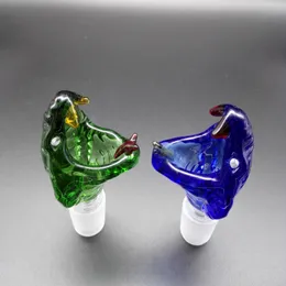 Wholesale Snake Head Glass Bowls For Bongs With Blue Green 14mm 18mm Male Glass Bowl For Wax Tobacco Glass Oil Rigs Glass Bongs