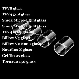 Glass Tube for TFV8 Baby Micro 3.5ml 2.5ml Replacement Pyrex for TFV4 Mini Billow v3 Nautilus X Griffin 25 Tornado 150