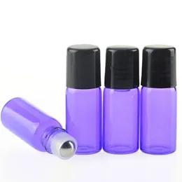 Frasco de rolo de vidro 1ml 2ml 3ml 5ml com bola de metal recarregável Rola olho roxo Frasco