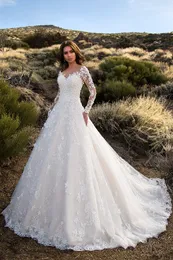 Tiul Tiuls Suknie ślubne Księżniczki Księżnicze Nrinestone Aplikacje V-Neck Long Rleeves Bride Suknie dla Dubaju Arabia Saudyjska Vestido de Novia278e