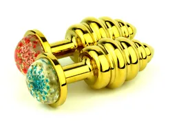 Högsta kvalitet guldpläterade kristall smycken metall tråd analsex leksaker anal plug butt plugg vuxen spel par flirta
