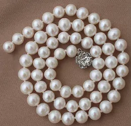 Mycket vacker 10-11mm Nature South Sea White Pearl Necklace 18 Inch242o