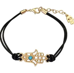 Hamsa armband hamsa hand ond öga läder armband bangle lucky charm pendant smycken grossist fatima hand vävt armband