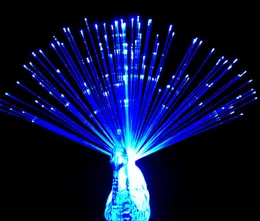 Creative Peacock LED Finger Ring Lights Beams Party Nightclub Color Rings Optical Fiber Lamp Kids Children Halloween Party Supplies