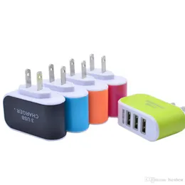 Wall Charger Travel Adapter för iPhone 6s Plus Färgglada Home Plug LED USB Laddare för Samsung S6 3 Portar USB Laddare Freeshipping