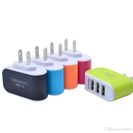 Adattatore da viaggio per caricabatterie da muro per Iphone 6S Plus Caricatore USB colorato per presa domestica LED per caricabatterie USB Samsung S6 3 porte Freeshipping