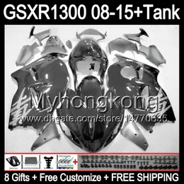 gloss black 8gifts Para SUZUKI Hayabusa GSXR1300 08 15 GSXR-1300 14MY154 GSXR 1300 GSX R1300 08 09 10 11 12 13 14 15 Carenagem Kit preto brilhante