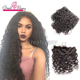 4PCS Peruvian Natural Wave Mink Hårväv med 13x4 Lace Frontal Closure Greatemy Mink Virgin Human Hair Buntar med öra till öra Frontal