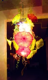 ランプ現代のムラノ花ペンダントライトプレートぶら下がっているシャンデリア手作りの吹きガラスアートシャンデリア照明