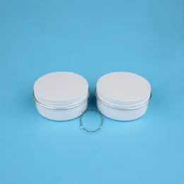 10pcs/Lot High Quality 50g Epmty Aluminum Cream Jar Women Cosmetic 50ml Facial Cream Jar Lady White Lid Refillable Screw Can