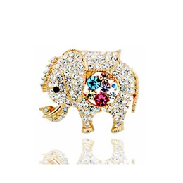 Nowy Cute Słoń Zwierząt Broszki Kolorowe Kwiaty Rhinestone Kwiaty Broszka Dla Kobiet Dziewczyny Szalik Pin 18 K Pozłacana Biżuteria Hurtownie