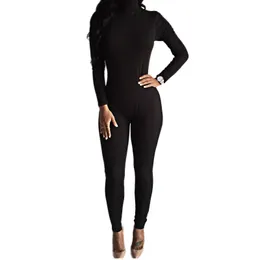 Grossist- 2016 Ny ankomst sexig svart bodysuit bodycon rompers kvinnor jumpsuit smal lång ärm en bit lekdräkt overall macacao