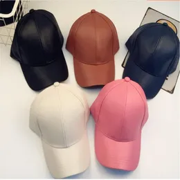 Unisex PU Leather Baseball Hats Hip-Hop Adjustable Sports Hat Outdoors Flat Snapback Sun Caps 9 Colors Available