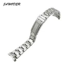JAWODER Watchband 20mm Men Women Silver Pure Solid Stainless Steel Polishing+Brushed Watch Band Strap Deployment Buckle Bracelets for Rolex