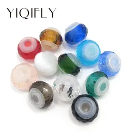 Yepyeni İyi Kalite 14mm 20pcs Mix Renkler Kauçuk Çekirdek Kristal Cam Büyük Delik Gevşek tıpa Boncuk Avrupa Takı DIY Bilezik Charms uyacak