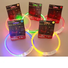 Nyaste LED PET DOG CARRARE Uppladdningsbar USB 50cm Justerbar blinkande säkerhet på natten Passar alla PET Gummi Dog Collar WA3181