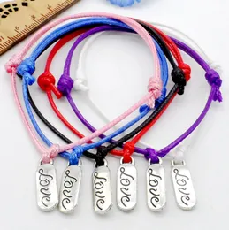 100pcs/lot Love letter String Lucky Red wax Cord Adjustable Bracelet NEW HOT 6 colors