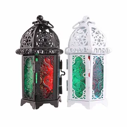 Tania Sprzedaż Czarne białe metalowe uchwyty świecowe Iron Lantern na ślub Favors Gift Home Decorations Supplies