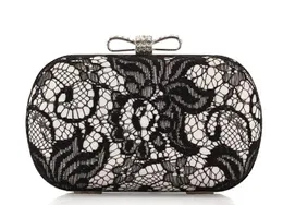 High Quality Women's Satin Evening Bags Crystal Beads Bridal Hand Bags Clutch Box Lace Handbags Wedding Clutch Purse for Women