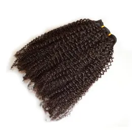 Afro Kinky Kıvırcık 100% İnsan Saç Klipleri Brezilyalı Moğol Hint Malezya Perulu Hairweave Klip Ins Uzantıları