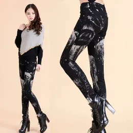 Fashion Long jeans woman Casual Pencil pants Girl Washed Black printing Pattern Skinny Long women high quality Jeans Capris