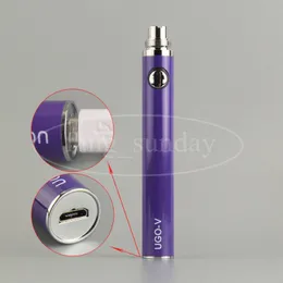 UGO V T 650 900 1100mah EVOD EGO 510 Gängbatterier Micro USB Genomgång bottenladdning med kabel E Cigs Cigarett Atomizer Tank