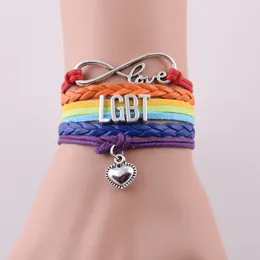 Wholesale-Infinity Awareness Heart Charm Bracelets Bangles Wedding Bracelet for Lovers Gifts Jewelry Drop Shipping