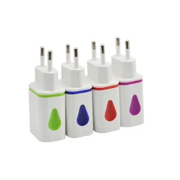 Waterdrop Dual USB Port Wall Laddare 1A EU US-kontaktadapter för smart telefonkudde 100PC / lot mix färg