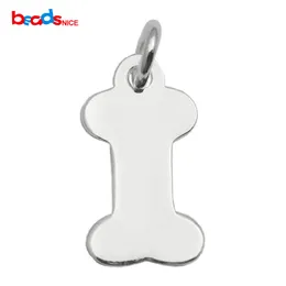 Beadsnice wholesale sterling silver dog bone charms dog bone jewelry stamping blank dog bone tag jewelry finding ID 35638