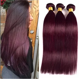 9A Grade Brazilian Burgundy Hair #99J Peruvian Virgin Hair Straight Weave Bundles Malaysian Burgundy Wine Red Human Hair Extensions
