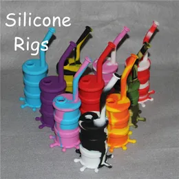 Smoking Silicone Waterpipe Silicon Bubblers Hookah Dab Rigs 100% Food Grade With Glass Bowls Nectar Pipes