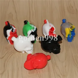 skull Silicone Blunt Bong Travel Bongs skull Silicone bubble blunt Dab Rig silicone Bubbler Oil Rigs Glass Water Pipes