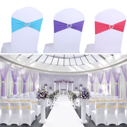 Chair Sashes Bands Wedding Spandex Stretchable Polyester Elastic Removable w Buckle for Home Hotel Banquet Decoration