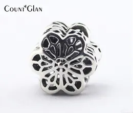 Fits Pandora Bracelets Floral Daisy Lace Clip Silver Beads 100% 925 Sterling Silver Charms DIY Jewelry