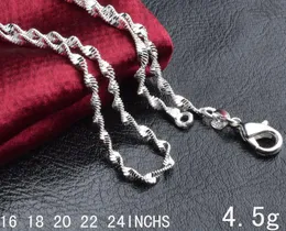 Man Woman Naszyjnik 925 Srebro Silver 2mm Dwuosobowy Naszyjnik Łańcuchowy 16 cali / 18inch / 20inch / 22 cal / 24