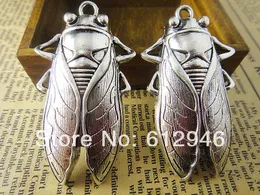 5 pcs Antique silver 3D Cicada Charms Locust Bug Pendant Metal Bracelet Necklace Jewelry Findings A341