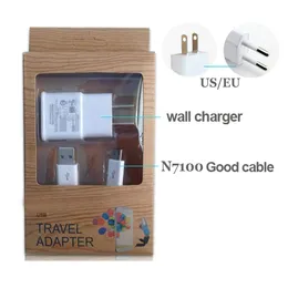2 in 1 Kits Wall Charger 1A with micro USB Cable Cord Charger power Adapter for S3 S4 S6 i9500 i9300 Note2 N7100