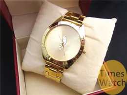 High Quality Fashion Gold Watch New Arrival Clover Quartz Sports Relojes Ladies Mens Dress Gold Cartoon Wrist Watches2668