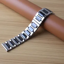 Gümüş Paslanmaz Çelik Rusgold ile Siyah Saat Bandı Saat Band Strap Bilezik 20mm 22mm Fit Akıllı Saatler Erkekler Gear S2 S3 Frontier234i