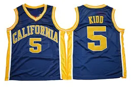 망 캘리포니아 황금 곰 제이슨 키드 대학 농구 유니폼 빈티지 # 5 네이비 블루 셔츠 대학교 스티치 저지 S-XXXL