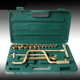 Set di prese da 1/2 "Dr ~ 17 pezzi, set di prese in lega di rame antiscintilla, strumento di sicurezza antideflagrante in bronzo di alluminio senza scintille.